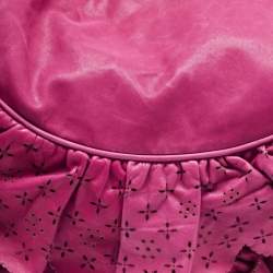 Pre Owned Dior Purple Leather Large Gypsy Ruffle Hobo