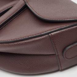 Dior Burgundy Grained Leather Saddle Bag
