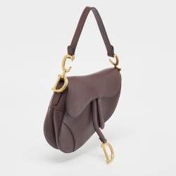 Dior Burgundy Grained Leather Saddle Bag