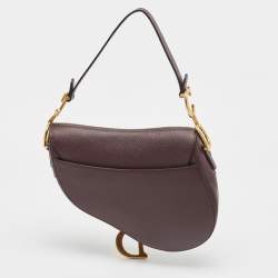 Dior Burgundy Grained Leather Saddle Bag