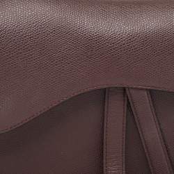 Dior Burgundy Grained Leather Saddle Bag