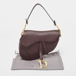 Dior Burgundy Grained Leather Saddle Bag