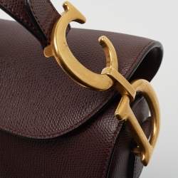 Dior Burgundy Grained Leather Saddle Bag