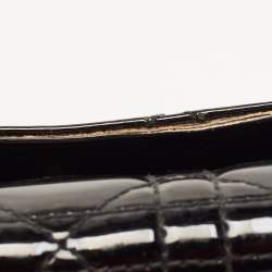 Pre Owned Dior Black Cannage Patent Leather Lady Dior Continental Wallet