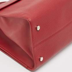 Dior Red Leather Large Diorever Top Handle Bag