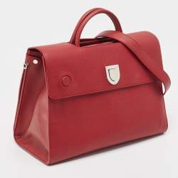 Dior Red Leather Large Diorever Top Handle Bag