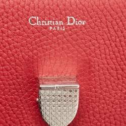 Dior Red Leather Large Diorever Top Handle Bag