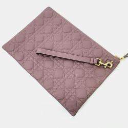 Christian Dior Mauve Leather Cannage Caro Daily Clutch