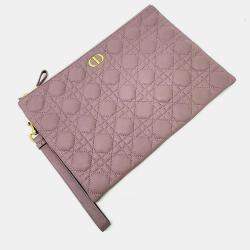 Christian Dior Mauve Leather Cannage Caro Daily Clutch