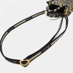 Pre Owned Christian Dior Beige Embroidery Canvas Mini Book Tote Phone Bag