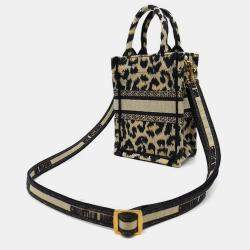 Pre Owned Christian Dior Beige Embroidery Canvas Mini Book Tote Phone Bag