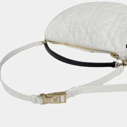 Christian Dior White/Black Cannage Leather Medium Vibe Hobo
