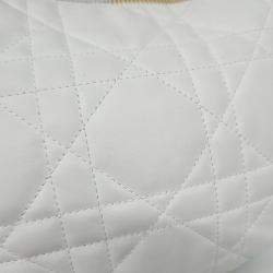 Christian Dior White/Black Cannage Leather Medium Vibe Hobo
