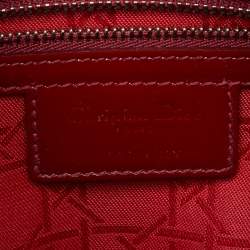 Pre Owned Dior Red Cannage Patent Leather Medium Lady Dior Tote