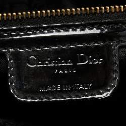 Pre Owned Dior Black Cannage Patent Leather Large Lady Dior Tote