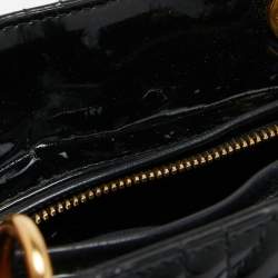 Pre Owned Dior Black Cannage Patent Leather Large Lady Dior Tote
