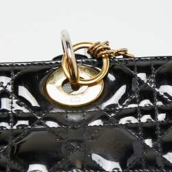 Pre Owned Dior Black Cannage Patent Leather Large Lady Dior Tote