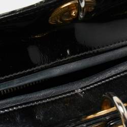 Pre Owned Dior Black Cannage Patent Leather Large Lady Dior Tote