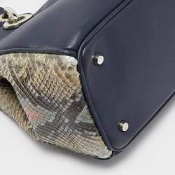 Pre Owned Dior Blue/Beige Python and Leather Small Diorissimo Tote