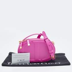 Pre Owned Dior Pink Leather CD Signature Oval Camera Crossbody Bag