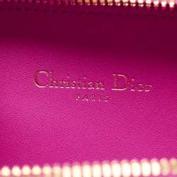 Pre Owned Dior Pink Leather CD Signature Oval Camera Crossbody Bag