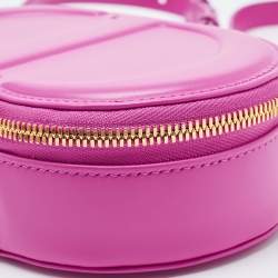 Pre Owned Dior Pink Leather CD Signature Oval Camera Crossbody Bag