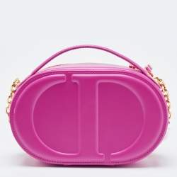 Pre Owned Dior Pink Leather CD Signature Oval Camera Crossbody Bag