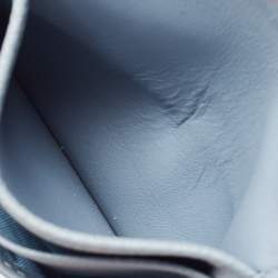 Pre Owned Dior Light Blue Leather Saddle Flap Card Case