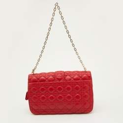 Pre Owned Dior Red Cannage Leather Large Miss Dior Shoulder Bag