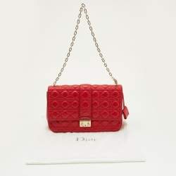 Pre Owned Dior Red Cannage Leather Large Miss Dior Shoulder Bag