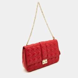 Pre Owned Dior Red Cannage Leather Large Miss Dior Shoulder Bag