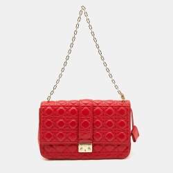 Pre Owned Dior Red Cannage Leather Large Miss Dior Shoulder Bag