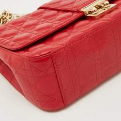 Pre Owned Dior Red Cannage Leather Large Miss Dior Shoulder Bag
