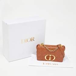 Pre Owned Dior Brown Cannage Leather Small Caro Shoulder Bag