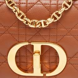 Pre Owned Dior Brown Cannage Leather Small Caro Shoulder Bag