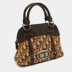 Pre Owned Dior Beige/Brown Oblique Canvas and Leather Vintage Trotter Satchel