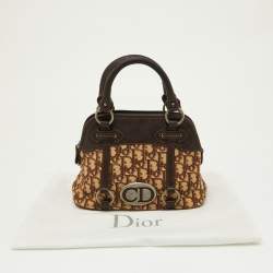 Pre Owned Dior Beige/Brown Oblique Canvas and Leather Vintage Trotter Satchel