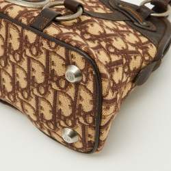 Pre Owned Dior Beige/Brown Oblique Canvas and Leather Vintage Trotter Satchel