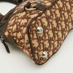 Pre Owned Dior Beige/Brown Oblique Canvas and Leather Vintage Trotter Satchel