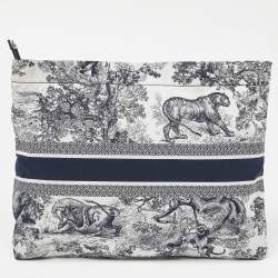 Pre Owned Dior Blue Technical Fabric Diortravel Zipped Pouch