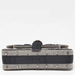 Pre Owned Dior Grey Canvas Hardcore Sequin/Bead Embellished Baguette Bag