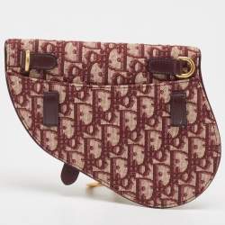 Dior Burgundy Oblique Canvas and Leather Saddle Belt Bag