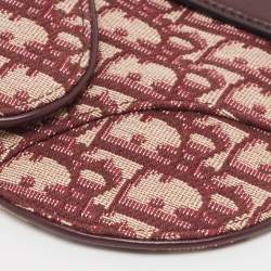 Dior Burgundy Oblique Canvas and Leather Saddle Belt Bag
