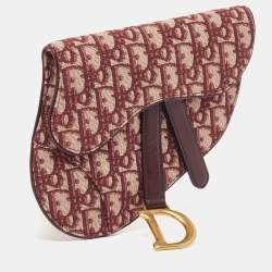 Dior Burgundy Oblique Canvas and Leather Saddle Belt Bag