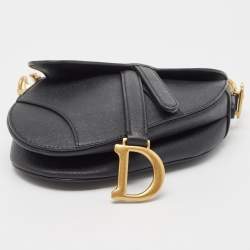 Dior Dark Navy Blue Leather Mini Saddle Bag