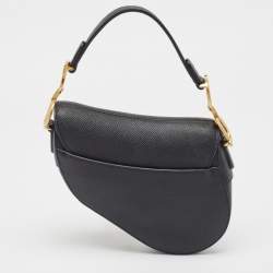 Dior Dark Navy Blue Leather Mini Saddle Bag