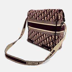 Christian Dior burgundy Logo Oblique Diorcmap Messenger Bag