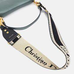 Pre Owned Christian Dior Green Grained Calfskin Leather Mini Saddle Bag