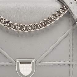 Pre Owned Dior Grey Leather Medium Diorama Flap Shoulder Bag
