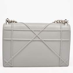 Pre Owned Dior Grey Leather Medium Diorama Flap Shoulder Bag